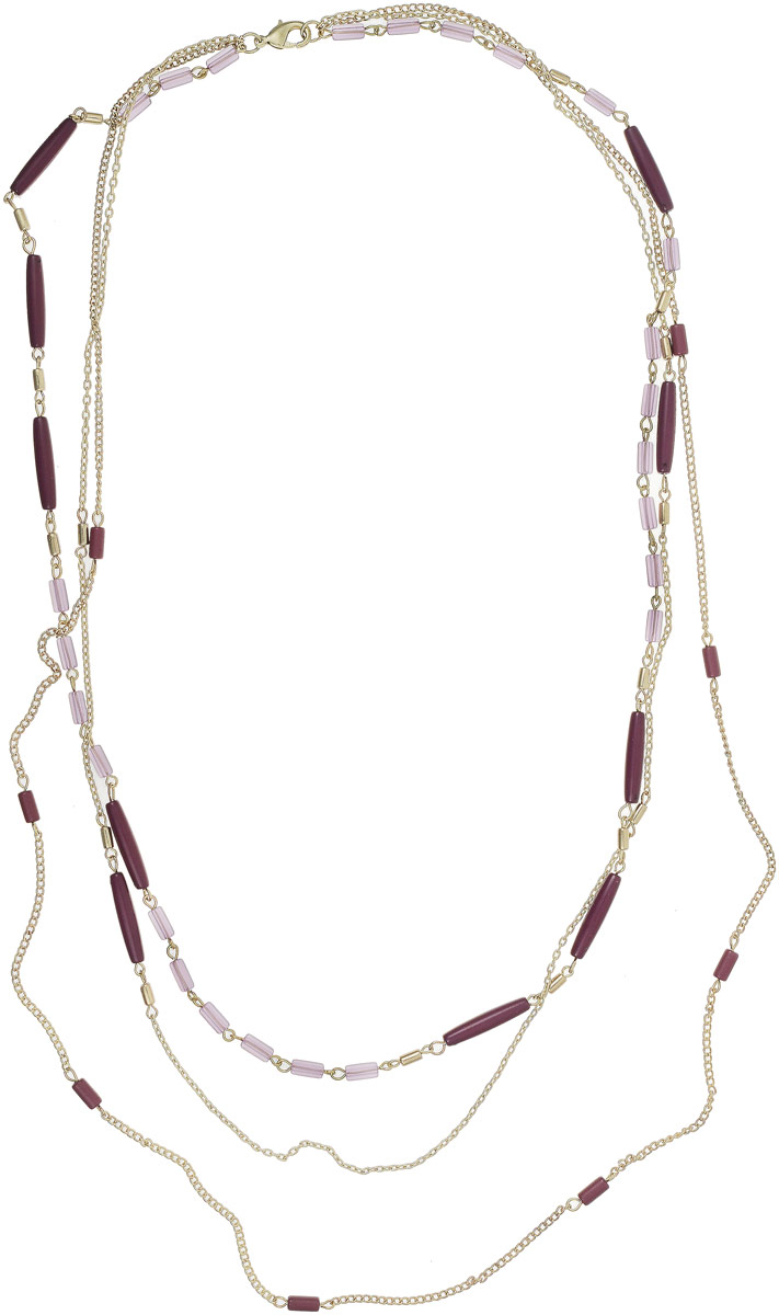 Ожерелье Art-Silver, цвет: фиолетовый. 25928-29225928-292 Ожерелье Art-Silver, цвет: фиолетовый. 25928-29225928-292Ожерелье Art-Silver выполнено из бижутерного сплава с позолотой, оформлено полимерными элементами. Модель застегивается на карабин.