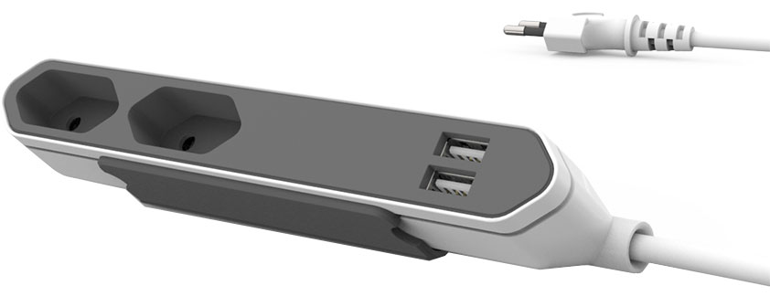 Allocacoc PowerBar USB сетевой удлинитель9102/PB2SEU Allocacoc PowerBar USB сетевой удлинитель9102/PB2SEUPowerBar USB - компактный настольный удлинитель на 2 розетки и 2 USИ порта. Благодаря плоской конструкции PowerBar не занимает много места и удобен для подключения незаземленных устройств. В комплект входит специальное крепление, так что вам не составит труда зафиксировать PowerBar на столе или под столешницей. USB разъемы данного приспособления достаточно мощны, чтобы зарядить любое мобильное устройство!