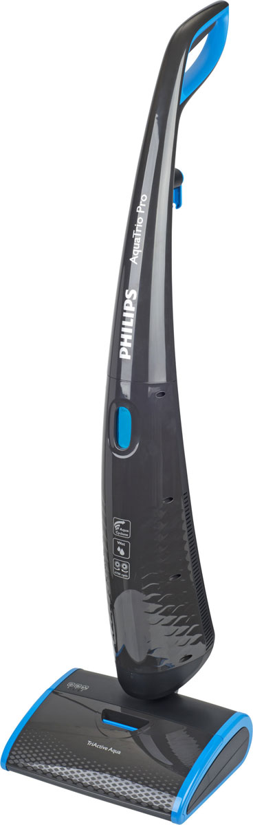 Philips FC7088/01 AquaTrio Pro моющий пылесос 3 в 1FC7088/01 Philips FC7088/01 AquaTrio Pro моющий пылесос 3 в 1FC7088/01Philips FC7088/01 AquaTrio Pro одновременно чистит, моет и сушит, позволяя сэкономить ваше время и усилия. Тщательное удаление грязи и пятен благодаря высокоэффективным мягким щеткам из микрофибры. Превосходные результаты влажной уборки для всех видов твердых напольных покрытий. Технология Triple-Acceleration: Сухая уборка: технология водной циркуляции эффективно удаляет частички грязи, пыль и пятна Влажная уборка: щетки из микроволокна вращаются в противоположных направлениях и тщательно очищают поверхность от загрязнений с помощью воды. Частички грязи растворяются в воде и направляются в отдельный резервуар Сушка: благодаря высокой скорости вращения щеток создается поток воздуха, который высушивает поверхность. Чистота плюс гигиеничность: AquaTrio Pro уничтожает до 99 % бактерий и сокращает количество аллергенов. Благодаря наличию отдельных резервуаров для чистой и грязной воды вся грязь и аллергены остаются в резервуаре для...