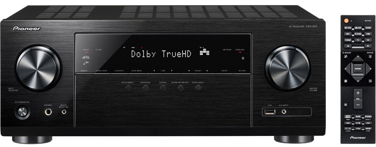Pioneer VSX-831-B AV-ресиверVSX-831-B Pioneer VSX-831-B AV-ресиверVSX-831-BPioneer VSX-831-B - 5.1-канальный ресивер с мощностью 5x160 Вт, который имеет всё необходимое для передачи потоковых данных. Имея шесть HDMI-входов, VSX-831 обладает достаточными резервами подключения даже для расширенных систем домашних кинотеатров. Для удобства управления и оптимального использования подходящих дисплеев VSX-831 снабжен высококачественной системой масштабирования видеосигнала, которая может пересчитывать формат Full HD в 4K, а также выдает в этом разрешении отличающийся новым оформлением пользовательский интерфейс (GUI). Система MCACC автоматически выполняет компенсацию разницы в размере динамиков, уровнях и расстояниях, и определяет частотный отклик. С помощью эквалайзера сабвуфера Вы легко можете вручную настроить уровни басов для более мощного воспроизведения. Как сертифицированный сетевой-плеер с встроенным WLAN, это устройство воспроизводит музыку всех основных форматов из домашней сети, включая файлы с высоким разрешением типа...