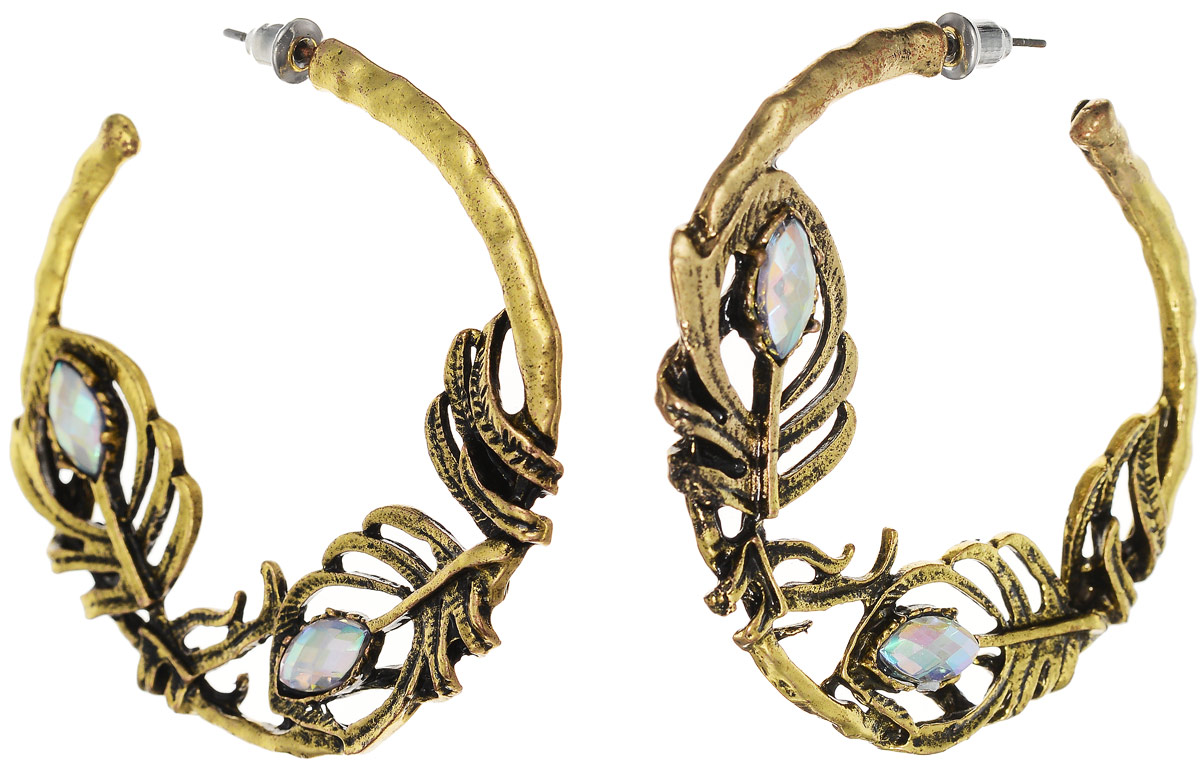 Серьги Art-Silver, цвет: золотой. 33849-36633849-366 Серьги Art-Silver, цвет: золотой. 33849-36633849-366Серьги Art-Silver изготовлены из бижутерного сплава и выполнены в виде фигурных колец, оформленных вставками из камней. Изделие застегивается с помощью замка-гвоздика.