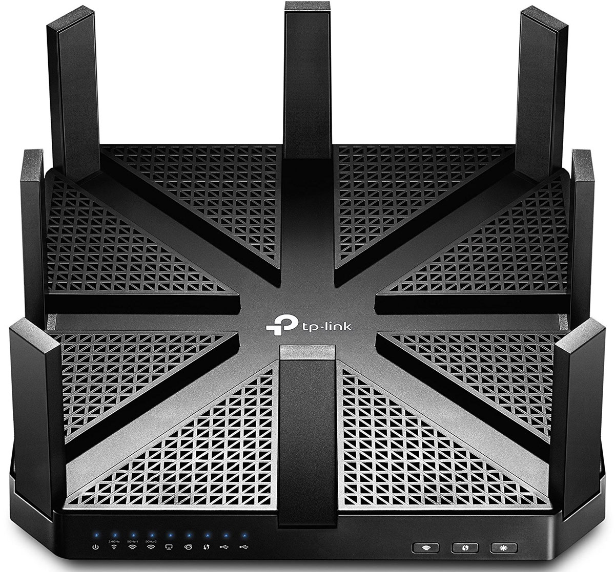 TP-Link Archer C5400 AC5400 Wi-Fi роутерArcher C5400 TP-Link Archer C5400 AC5400 Wi-Fi роутерArcher C5400TP-Link Archer C5400 использует технологию Tri-Band для одновременной работы 3 каналов Wi-Fi – это позволяет подключать больше устройств без снижения производительности. Smart Connect позволяет устройствам работать ещё быстрее, назначая их на лучший из доступных каналов и балансируя нагрузку на сеть. Благодаря поддержке NitroQAM (1024-QAM) и 4-потоковой передаче данных Archer C5400 быстрее на 25%. Эти технологии позволяют каналам 2,4 ГГц и 5 ГГц обеспечивать скорость до 1000 Мбит/с и до 2167 Мбит/с соответственно. Благодаря NitroQAM и 4-потоковой передаче вы сможете играть на максимальной скорости и без задержек. Archer C5400 не только создаёт быстрый Wi-Fi, но также помогает устройствам достигать максимальной производительности, делая связь более эффективной. Благодаря MU-MIMO Archer С5400 обеспечивает 4 одновременных потока данных, позволяя всем устройствам получать в 4 раза более высокую скорость по сравнению с обычным AC-роутером. ...