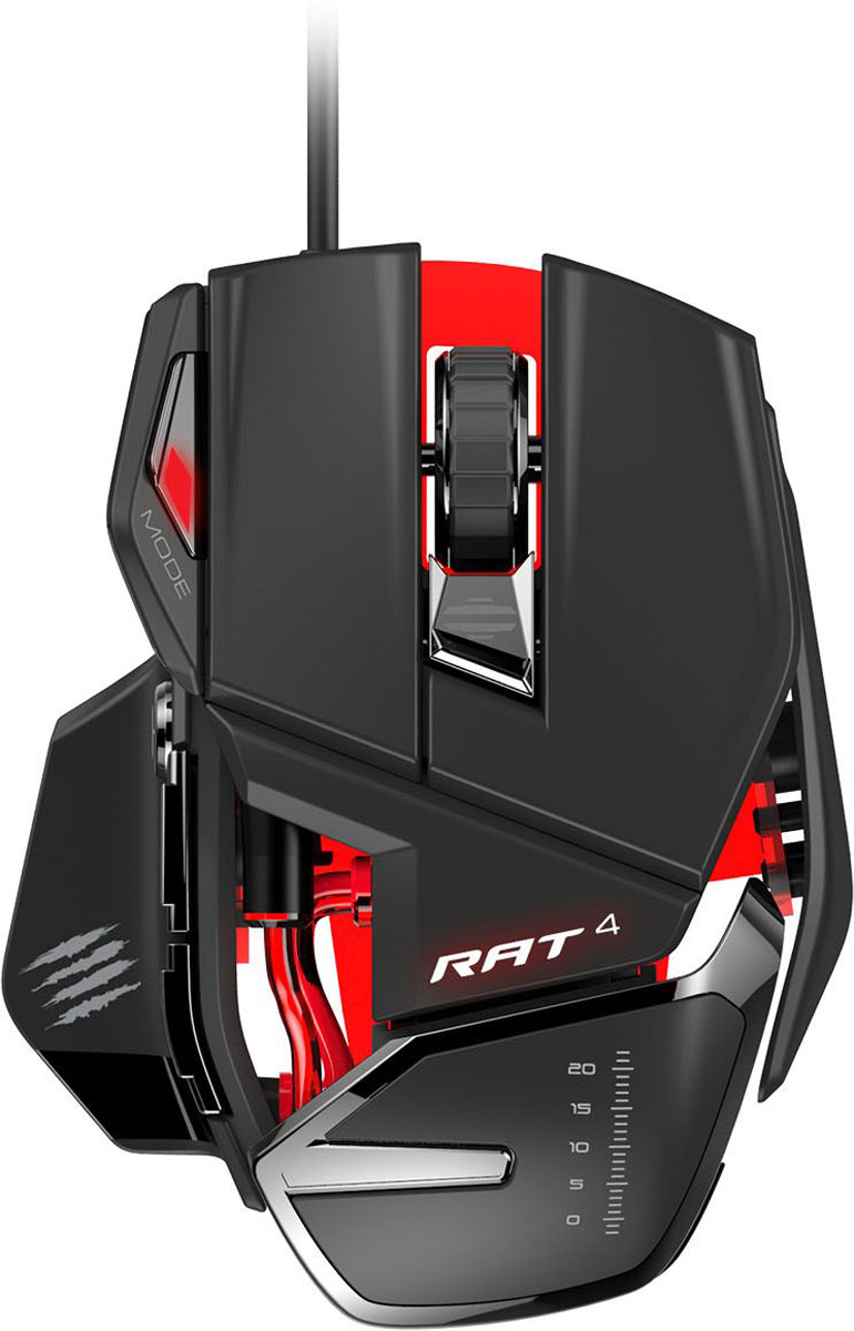 Mad Catz R.A.T. 4, Black Red игровая мышьPCAmc67 Mad Catz R.A.T. 4, Black Red игровая мышьPCAmc67Игровая мышь Mad Catz R.A.T. 4 специально разработана с применением современных материалов, дабы полностью соответствовать всем требованиям самых искушенных геймеров. Самый точный встроенный сенсор, с безотказной надежностью и запасом прочности Вся линейка RAT является особенно прочной, в ней используются материалы и детали, которые отвечают запросам пользователей. В основании RAT 4 сверхлегкие шасси, а позиция сенсора точно выверена, что дает идеальный баланс для игры на вашей поверхности. Это также дает возможность крепкой основы для всех остальных модулей. Сверхнадежные переключатели OMRON, ведущие в индустрии, выдерживают 20 миллионов нажатий. Это обеспечивает высокий уровень действий в минуту (Actions Per Minute - APM), и геймер не пропустит ни одной атаки. Динамическая эргономика мыши позволит настроить мышь к вашему стилю игры. Все игры разные Мыши RAT сделаны с такой точностью, что основные части устройства можно настроить под ваш...