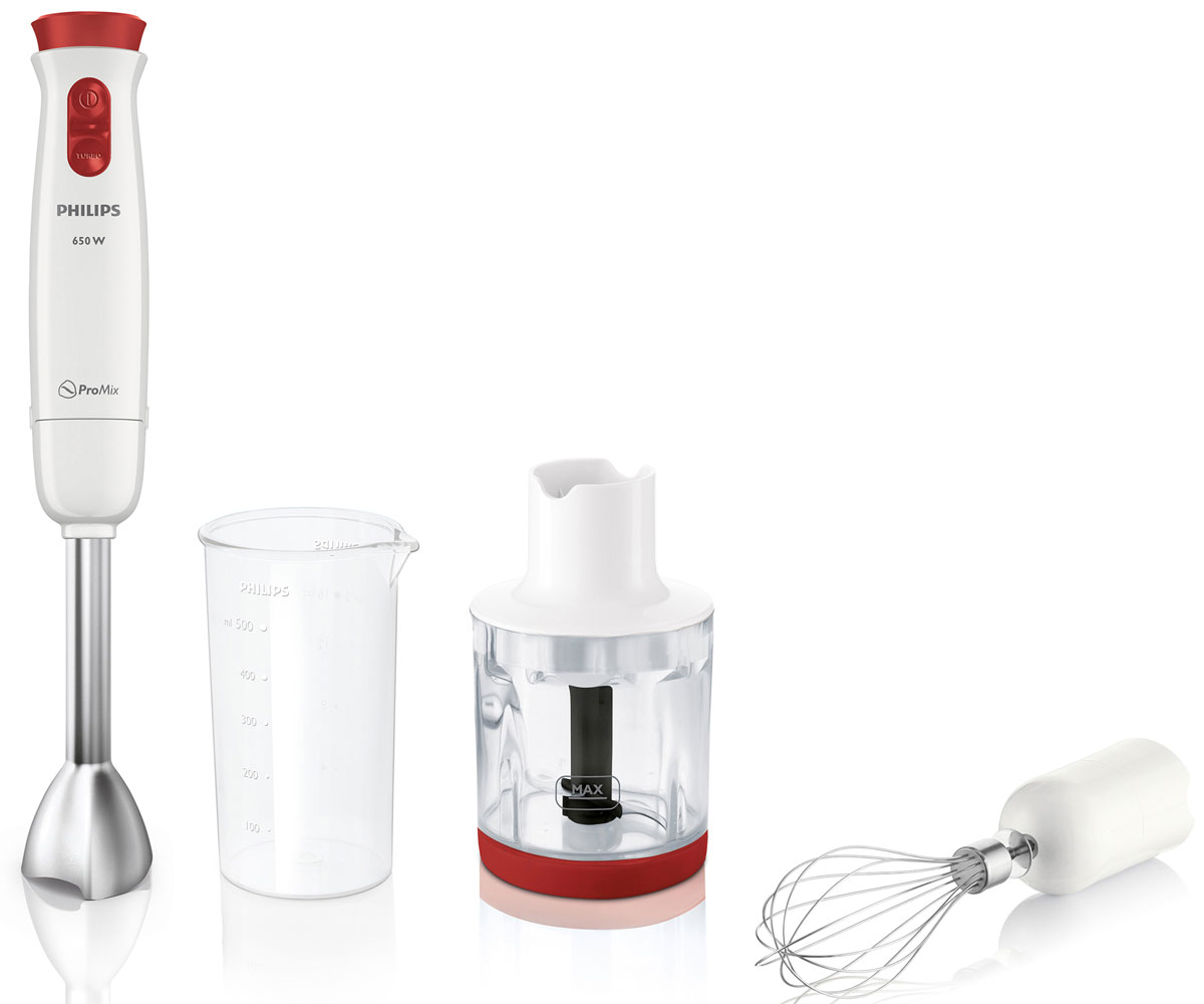 Philips HR1625/00 погружной блендерHR1625/00 Philips HR1625/00 погружной блендерHR1625/00Блендер погруж.,650Вт,2 скор.,ножка металлич.,турборежим,стакан 0,5л,венчик,мельничка
