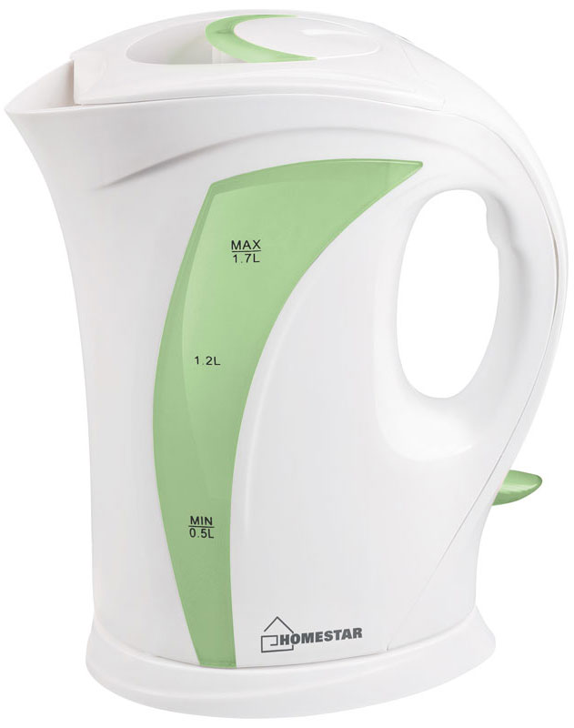 HomeStar HS-1006, White Green электрический чайник54 002685 HomeStar HS-1006, White Green электрический чайник54 002685Электрический чайник HomeStar HS-1006 прост в управлении и долговечен в использовании. Изготовлен из высококачественных материалов. Прозрачное окошко позволяет определить уровень воды. Мощность 2200 Вт вскипятит 1,7 литра воды в считанные минуты. Для обеспечения безопасности при повседневном использовании предусмотрены функция автовыключения, а также защита от включения при отсутствии воды.