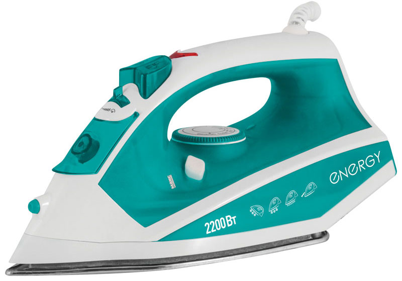 Energy EN-308, Turquoise утюг54 270016 Energy EN-308, Turquoise утюг54 270016Утюг Energy EN-308 с подошвой из нержавеющей стали превратит процесс глажки различных видов ткани в легкое и неутомительное занятие. Прибор обладает всеми необходимыми характеристиками для отличного результата: сухое глажение, отпаривание с регулировкой, функция разбрызгивания, возможность вертикального отпаривания. Модель оснащена функцией парового удара. Сетевой шнур крепится при помощи шарового механизма, что не позволяет ему запутаться во время эксплуатации.