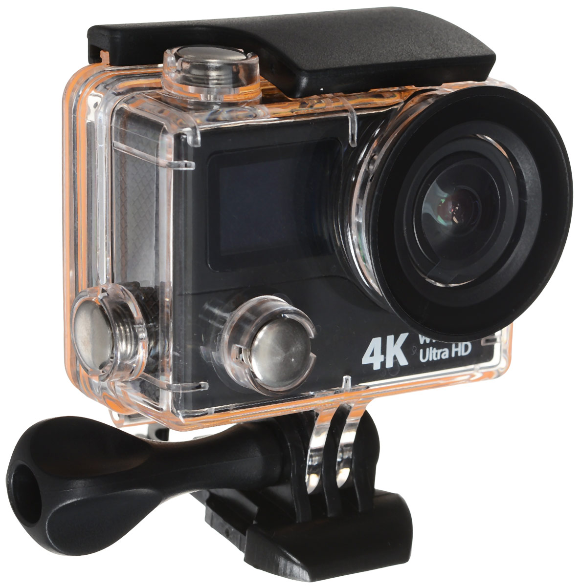 Eken H3R Ultra HD, Black экшн-камераH3R/H8Rse_black Eken H3R Ultra HD, Black экшн-камераH3R/H8Rse_blackЭкшн-камера Eken H3R Ultra HD позволяет записывать видео с разрешением 4К и очень плавным изображением до 25 кадров в секунду. Камера имеет два дисплея: 2 TFT LCD основной экран и 0.95 OLED экран статуса (уровень заряда батареи, подключение к WiFi, режим съемки и длительность записи). Эта модель сделана для любителей спорта на улице, подводного плавания, скейтбординга, скай-дайвинга, скалолазания, бега или охоты. Снимайте с руки, на велосипеде, в машине и где угодно. По сравнению с предыдущими версиями, в Eken H3R Ultra HD вы найдете уменьшенные размеры корпуса, увеличенный до 2-х дюймов экран, невероятную оптику и фантастическое разрешение изображения при съемке 25 кадров в секунду! Управляйте вашей H3R на своем смартфоне или планшете. Приложение Ez iCam App позволяет работать с браузером и наблюдать все то, что видит ваша камера. В комплекте с камерой идет пульт ДУ работающий на частоте 2,4 ГГц. Он позволяет начинать и заканчивать съемку...