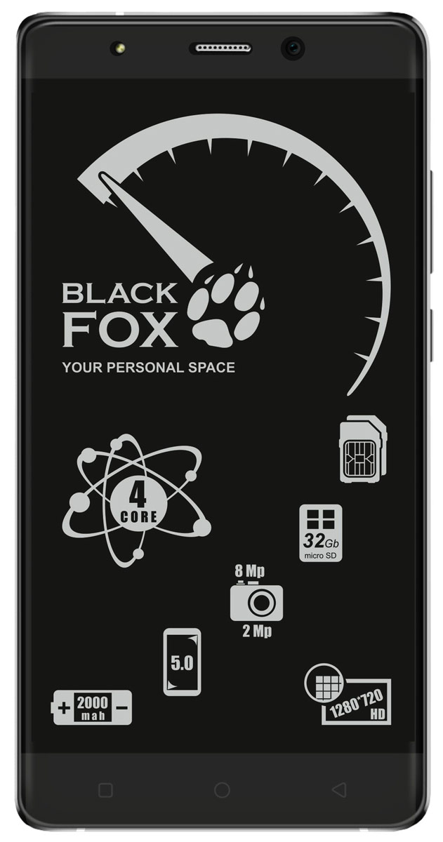 Black Fox BMM 532S, Silver4627102591043 Black Fox BMM 532S, Silver4627102591043Смартфон Black Fox BMM 532S имеет сенсорный IPS-экран с диагональю 5 дюймов, что обеспечивает комфорт при серфинге в интернете, просмотре видео и играх. Данная модель оснащена мощным 4-ядерным процессором и оперативной памятью 1 ГБ, что обеспечивает быстродействие устройства даже в режиме многозадачности. Black Fox BMM 532S поддерживает 2 SIM-карты, поэтому смартфон можно использовать в качестве личного и рабочего одновременно. Тыловая камера 8 Мпикс позволяет делать качественные фото и снимать видео, а фронтальная камера 2 Мпикс обеспечивает видеосвязь и яркие селфи. Смартфон поддерживает карты памяти объемом до 32 ГБ, что позволяет хранить всю необходимую информацию, включая фото, видео и музыку. Поддержка интернета 3G позволяет оставаться на связи даже там, где нет Wi-Fi. Телефон сертифицирован EAC и имеет русифицированный интерфейс меню и Руководство пользователя.