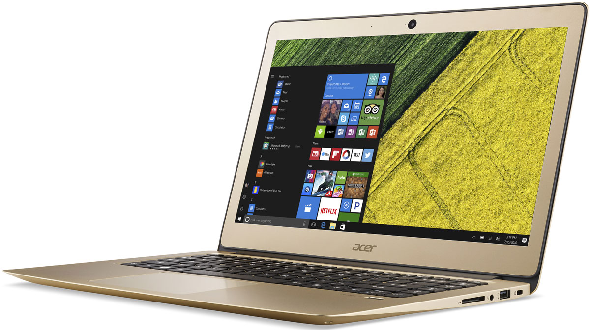 Acer Swift 3 (SF314-51-75YC), GoldSF314-51-75YC Acer Swift 3 (SF314-51-75YC), GoldSF314-51-75YCAcer Swift 3 - портативный ноутбук с толщиной корпуса 17,95 мм и весом 1,50 кг. Элегантный алюминиевый корпус красив и приятен на ощупь. Благодаря эргономичной клавиатуре с подсветкой можно набирать текст даже при слабом освещении. Благодаря автономной работе до 12 часов Swift 3 не даст заскучать в перелете от Дубая до Гонконга - и еще дальше. Оцените 3-кратное увеличение скорости беспроводного подключения благодаря технологии MU-MIMO с конфигурацией 2x2 и стандарту 802.11ac. Смотрите любимые фильмы в высоком разрешении на 14-дюймовом Full HD IPS-экране с натуральной цветопередачей. Микрофон, динамики и веб-камера с разрешением HD ноутбука Swift 3 идеально подходят для использования Skype for Business и обеспечивают непревзойденное качество связи при организации совещаний в видеочате. Порт USB 3.1 Type-C поддерживает сверхбыструю передачу данных, а через порт USB 3.0 вы сможете заряжать свои устройства, когда ноутбук выключен. ...