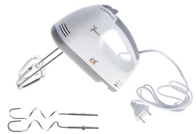 Irit IR-5004 миксер79 00354 Irit IR-5004 миксер79 00354Миксер Irit IR-5004 с мощностью 150 Вт и 7 скоростями вращения. Имеет две пары практичных насадок для тщательного взбивания и для замешивания теста, которые гарантируют идеальный результат работы.