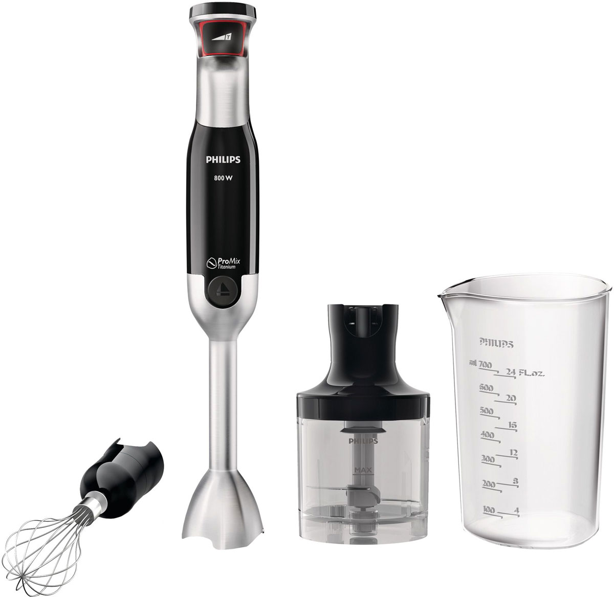 Philips HR1676/90 блендер погружнойHR1676/90 Philips HR1676/90 блендер погружнойHR1676/90Ручной блендер Philips HR1676/90 с мотором мощностью 800 Вт оснащен технологией смешивания ProMix и кнопкой SpeedTouch с интуитивным управлением: чем сильнее нажатие, тем выше скорость обработки продуктов. С этим блендером легко достичь желаемого результата при приготовлении любимых блюд. Уникальная технология Philips ProMix разработана в сотрудничестве со специалистами престижного Штутгартского университета и представляет собой насадку треугольной формы, которая гарантирует плавное, быстрое и эффективное смешивание для достижения однородной консистенции. Благодаря мощному и надежному мотору 800 Вт вы сможете использовать большое количество аксессуаров, обрабатывать практически любые ингредиенты и добиваться превосходных результатов при приготовлении любимых блюд. Используйте ручной блендер Philips с компактным измельчителем, чтобы мелко нарезать травы, орехи, сыр, шоколад и лук. Благодаря титановому покрытию (TiN) прочность ножа...