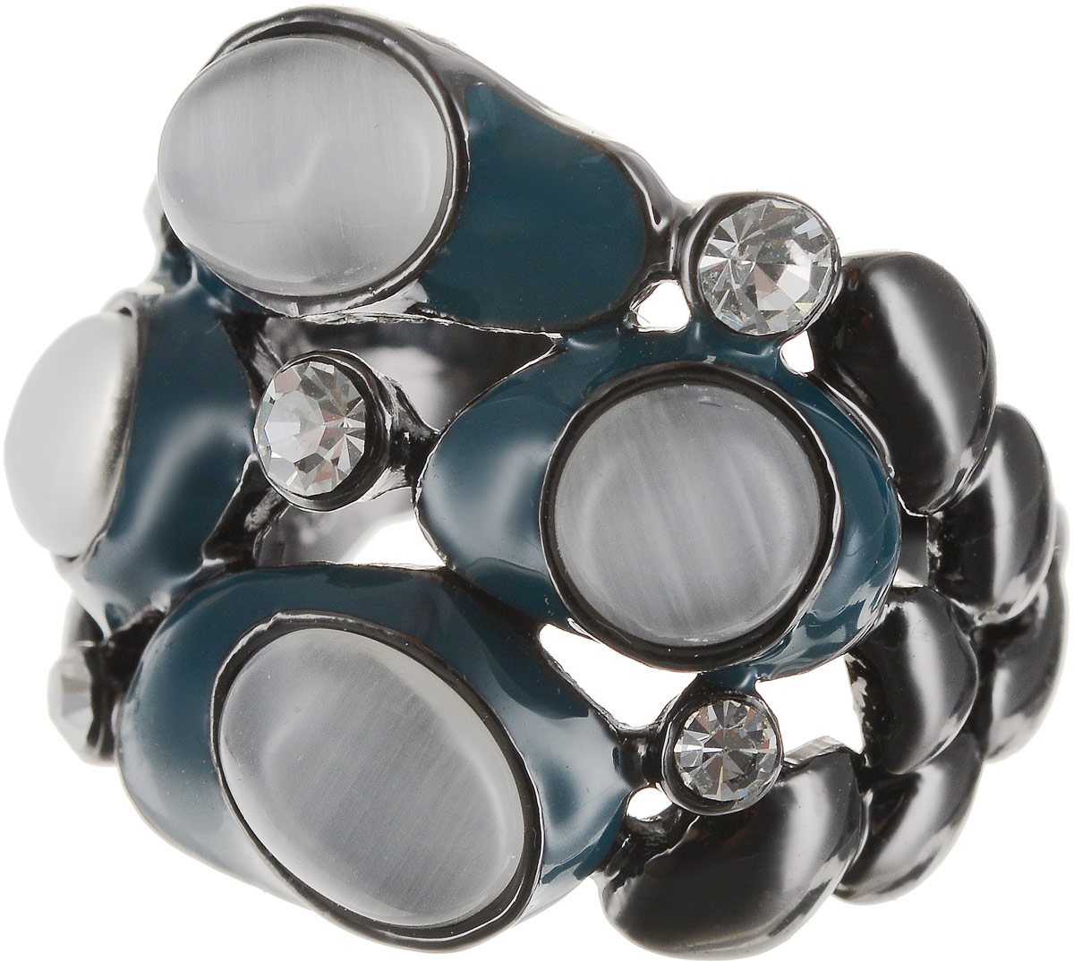Кольцо Art-Silver, цвет: антрацитовый, серый, темно-бирюзовый. 066762-904-586. Размер 19066762-904-586 Кольцо Art-Silver, цвет: антрацитовый, серый, темно-бирюзовый. 066762-904-586. Размер 19066762-904-586Великолепное кольцо Art-Silver изготовлено из бижутерного сплава. Изделие дополнено цирконами, натуральными камнями кошачий глаз и вставками из эмали. Стильное кольцо придаст вашему образу изюминку и подчеркнет индивидуальность.