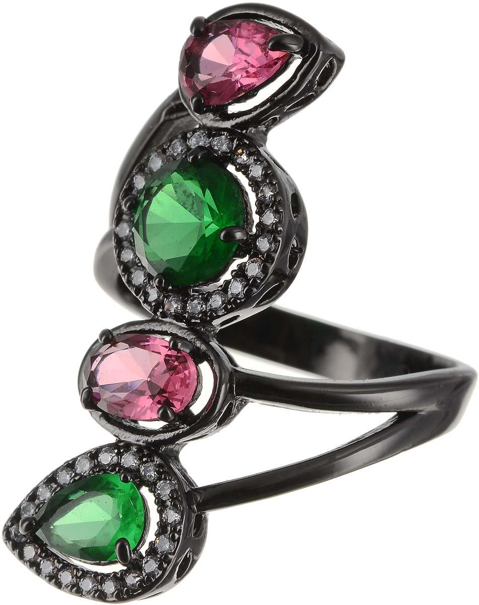 Кольцо женское Art-Silver, цвет: черный. 810998-802-1114. Размер 18810998-802-1114 Кольцо женское Art-Silver, цвет: черный. 810998-802-1114. Размер 18810998-802-1114Бижутерный сплав, куб.циркон.