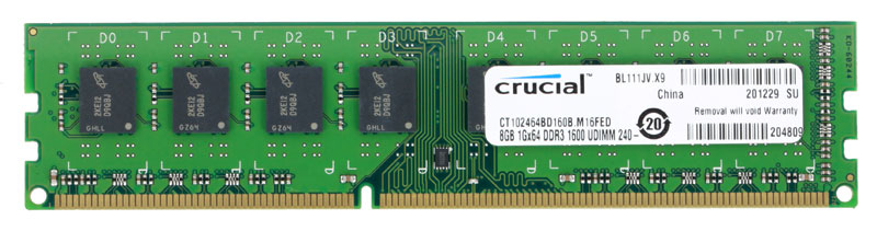 Crucial DDR3 8GB 1600МГц модуль оперативной памятиCT102464BD160B Crucial DDR3 8GB 1600МГц модуль оперативной памятиCT102464BD160BНебуферезированная память Crucial DDR3 предоставляет качество работы, надежность и производительность, требуемую для современных компьютеров сегодня. Этот модуль емкостью 8 ГБ, спроектирован для работы на частоте 1600 МГц PC3-12800 при таймингах CL-11.