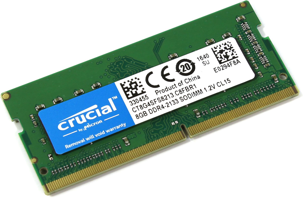 Crucial SODIMM DDR4 8GB 2133МГц модуль оперативной памятиCT8G4SFS8213 Crucial SODIMM DDR4 8GB 2133МГц модуль оперативной памятиCT8G4SFS8213Модуль оперативной памяти для ноутбуков Crucial CT8G4SFS8213 обеспечивает увеличенную рабочую частоту при сниженном тепловыделении и экономном энергопотреблении. Напряжение питания при работе составляет 1,2 В. При производстве оперативной памяти использовались только передовые технологи, с использованием качественных и прочных материалов, которые после установки позволят ноутбуку работать быстро, плавно, без зависаний. Мощная начинка способна работать с частотой 2133 МГц, а пропускная способность достигает 17000 Мб/с. Объем памяти составляет - 8 гигабайт. Отличные характеристики, которые смогут удовлетворить потребности большинства пользователей.