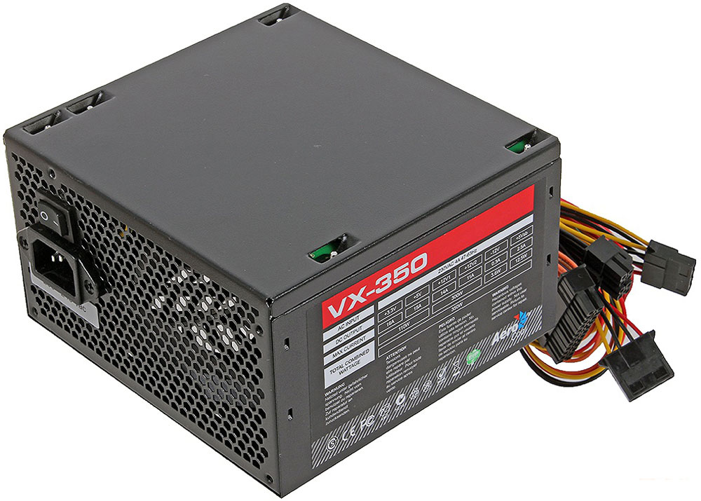 Aerocool VX-350W блок питания для компьютера4713105953534 Aerocool VX-350W блок питания для компьютера4713105953534Aerocool VX-350W - это эффективный, надёжный и недорогой блок питания с низким уровнем шумов и помех. Блоки питания линейки VX - самые доступные в ассортименте Aerocool и предназначены для систем начального уровня. Они собраны из высококачественных компонентов и обеспечивают стабильное и надёжное питание для всего системного блока. Хотя устройства линейки VX предназначены для сборки систем начального уровня, Aerocool снабдила их всем необходимым. БП VX работает без шумов и помех, защищён от перепадов напряжения в сети и оборудован 12-см вентилятором с умным управлением скоростью вращения.