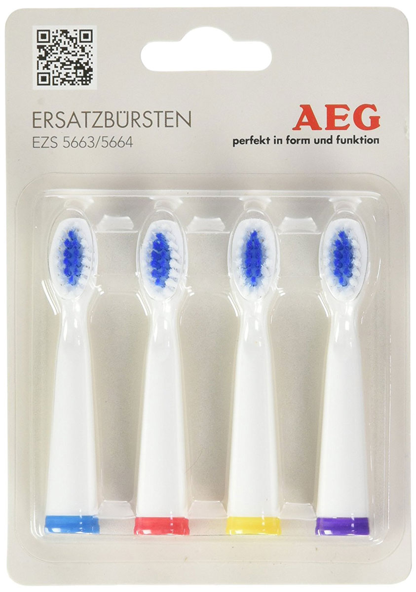 AEG EZS 5663/5664 запасные щетки для зубного центра AEG4er EZ 5663/5664 AEG EZS 5663/5664 запасные щетки для зубного центра AEG4er EZ 5663/5664Набор из четырех запасных насадок для электрической зубной щетки AEG EZS 5663/5664.