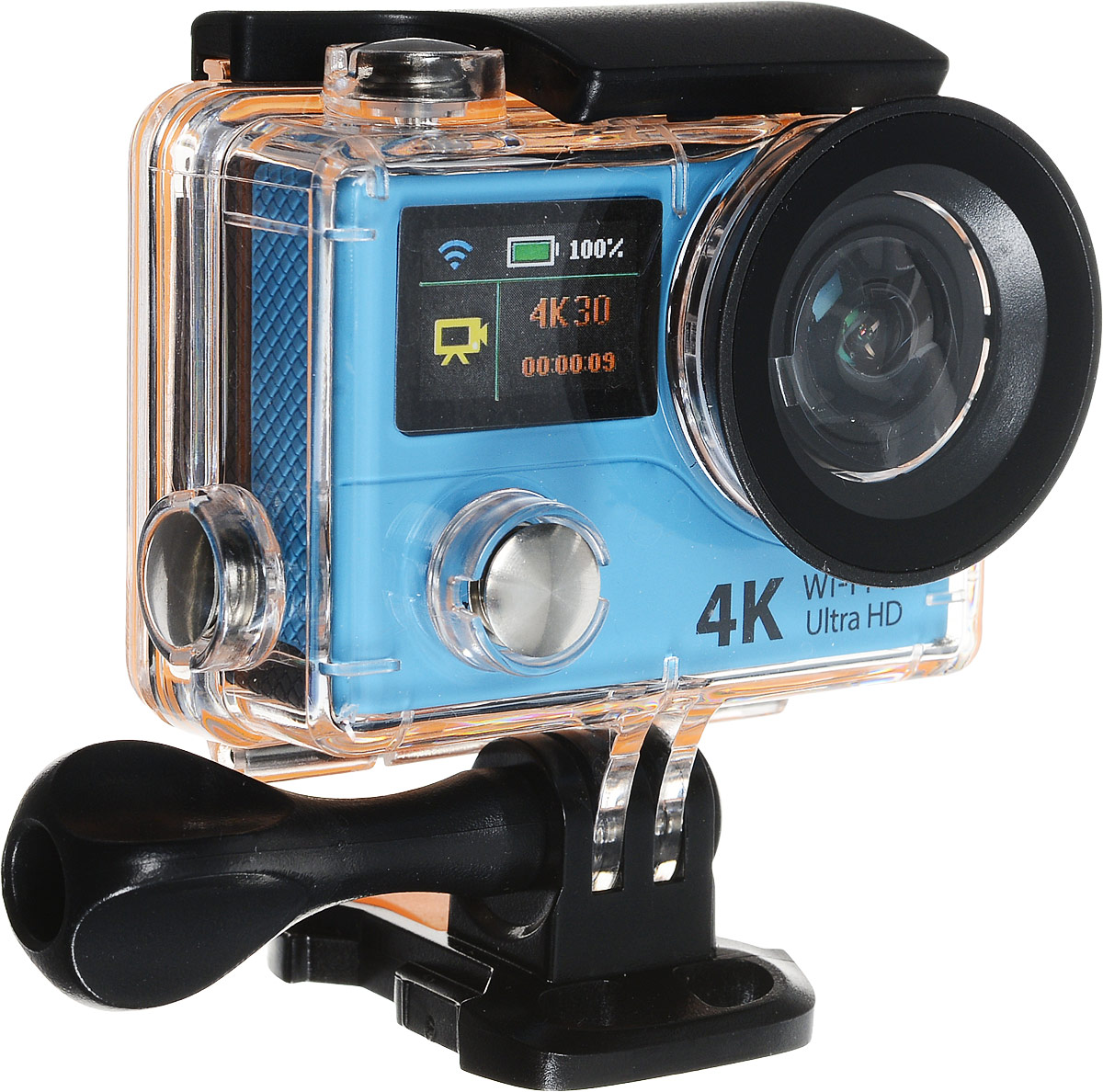 Eken H3R Ultra HD, Blue экшн-камераH3R/H8Rse BLUE Eken H3R Ultra HD, Blue экшн-камераH3R/H8Rse BLUEЭкшн-камера Eken H3R Ultra HD позволяет записывать видео с разрешением 4К и очень плавным изображением до 25 кадров в секунду. Камера имеет два дисплея: 2 TFT LCD основной экран и 0.95 OLED экран статуса (уровень заряда батареи, подключение к WiFi, режим съемки и длительность записи). Эта модель сделана для любителей спорта на улице, подводного плавания, скейтбординга, скай-дайвинга, скалолазания, бега или охоты. Снимайте с руки, на велосипеде, в машине и где угодно. По сравнению с предыдущими версиями, в Eken H3R Ultra HD вы найдете уменьшенные размеры корпуса, увеличенный до 2-х дюймов экран, невероятную оптику и фантастическое разрешение изображения при съемке 25 кадров в секунду! Управляйте вашей H3R на своем смартфоне или планшете. Приложение Ez iCam App позволяет работать с браузером и наблюдать все то, что видит ваша камера. В комплекте с камерой идет пульт ДУ работающий на частоте 2,4 ГГц. Он позволяет начинать и заканчивать съемку...