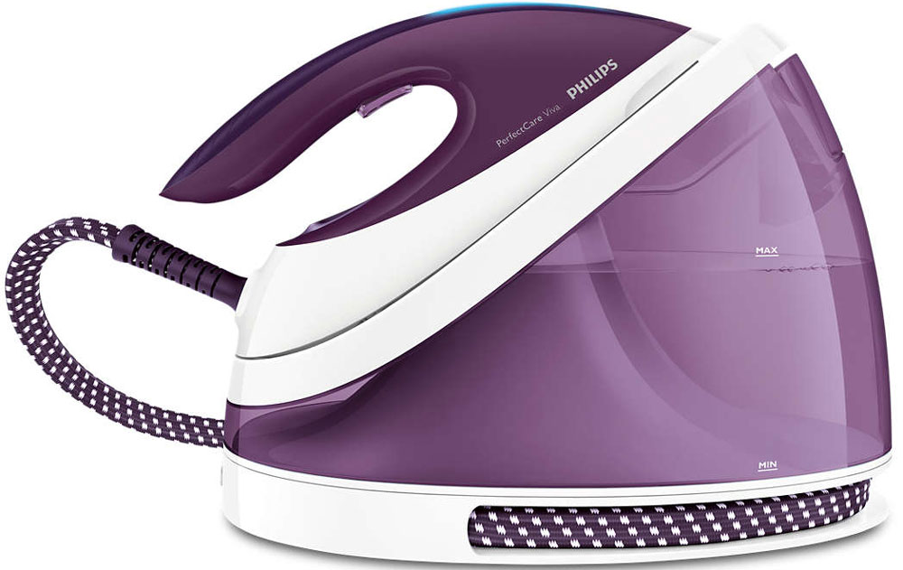 Philips GC7051/30 PerfectCare Viva парогенераторGC7051/30 Philips GC7051/30 PerfectCare Viva парогенераторGC7051/30Парогенератор Philips Philips GC7051/30 PerfectCare Viva ускоряет и упрощает процесс глажения. Благодаря революционной технологии OptimalTEMP больше нет необходимости регулировать температуру глажения. Резервуар для воды имеет увеличенный объем 2 л, чтобы вы могли непрерывно использовать парогенератор в течение 2 часов, не доливая воду в резервуар. Вы также сможете легко контролировать уровень воды с любой стороны благодаря прозрачному материалу резервуара. Резервуар оснащен большим удобным отверстием, которое позволяет наполнять его под краном, из кувшина или бутылки в любое время, прямо во время глажения. Режим ECO позволяет экономить энергию при одновременном сохранении отличного результата глажения. В режиме ECO сокращается количество подаваемого пара, но его по-прежнему достаточно для глажения любых тканей. Благодаря революционной технологии ProVelocity удалось создать самый компактный генератор по сравнению с более ранними моделями....