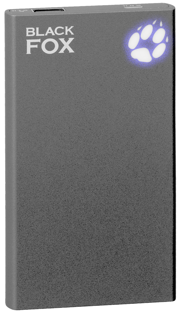 Black Fox BMP050A внешний аккумулятор (5000 мАч)4627102590985 Black Fox BMP050A внешний аккумулятор (5000 мАч)4627102590985Внешний аккумулятор Black Fox BMP 050 А (Цвет - Антрацид ) , Li-Ion, емкость 5000 мАч, световая индикация заряда в виде лапы