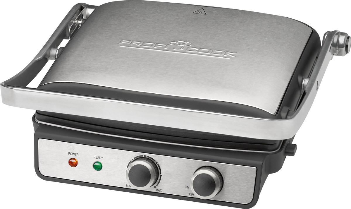 Profi Cook PC-KG 1029 электрогрильPC-KG 1029 Profi Cook PC-KG 1029 электрогрильPC-KG 1029Контактный гриль: жарка на ребрах Гриль обычно относят к мужскому виду кухонной техники, так как именно мужчинам лучше удается приготовить мясо. ProfiCook PC-KG 1029 - один из лучших образцов контактного гриля для дома. Все, что вы приготовите на нем, будет иметь золотистый цвет, хрустящую корочку, аппетитные полоски от ребристых жарочных пластин и характерный запах, которого не добьешься обычным приготовлением на сковородке. Но кроме мяса на нем можно жарить рыбу, запекать овощи, делать омлеты и горячие бутерброды. Двухсторонний гриль: меж двух огней Электрогриль Profi Cook PC-KG 1029 имеет термостат с плавной регулировкой температуры, при этом максимальное значение составляет 180 градусов. Непосредственный контакт продукта с двумя греющими поверхностями позволяет сократить время приготовления. Рабочие ребристые пластины имеют антипригарное покрытие, поэтому готовить продукты можно без жира. Для легкой очистки они сделаны съемными, их даже можно мыть в...