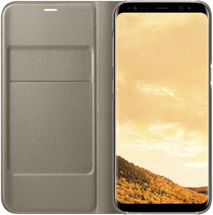 Samsung LED-View чехол для Galaxy S8, GoldEF-NG950PFEGRU Samsung LED-View чехол для Galaxy S8, GoldEF-NG950PFEGRUЧехлы LED View Cover предназначены для флагмана от Samsung ? Galaxy S8. Верхняя крышка флип-кейса оснащена чувствительным сенсором, который реагирует на открытие/закрытие и нажатие кнопки питания. На передней панели чехла отображается текущая информация экрана – время, процент заряда, пропущенные вызовы и смс. Очередная фишка чехла – возможность отвечать на звонки, не открывая его, - просто проведите пальцем по панели, как по экрану. Чехол плотно прилегает к смартфону и предохраняет модель от падений и попадания пыли.