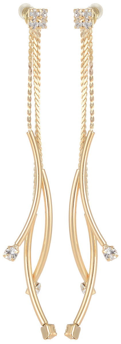 Серьги Taya, цвет: золотистый. T-B-7137T-B-7137-EARR-GOLD Серьги Taya, цвет: золотистый. T-B-7137T-B-7137-EARR-GOLDСерьги-гвоздики Taya дополнены сзади мягкими заглушками и оформлены прозрачными цирконами. Элегантные серьги выполнены в очень стильной и утонченной форме, а также зрительно вытягивают шею. Все камни вставлены вручную.