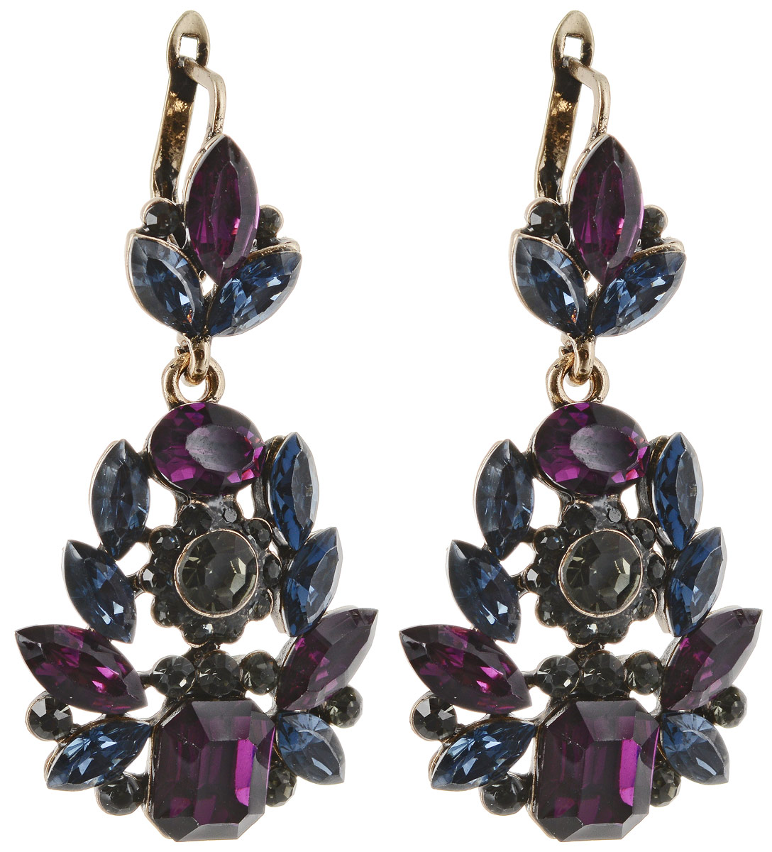 Серьги Taya, цвет: хематит, пурпурный. T-B-12879T-B-12879-EARR-HM.PURPLE Серьги Taya, цвет: хематит, пурпурный. T-B-12879T-B-12879-EARR-HM.PURPLEСерьги с английским замком. Металл с элегантной патиной, необыкновенные кристаллы полуночно-синего и темно-пурпурного цветов. В центре серо-зеленые мелкие стразы. Эти серьги станут украшением Вашего свидания.