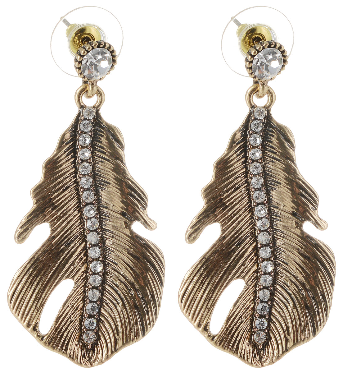 Серьги Taya, цвет: золотистый. T-B-12320T-B-12320-EARR-GOLD Серьги Taya, цвет: золотистый. T-B-12320T-B-12320-EARR-GOLDСерьги-гвоздики с заглушкой металл-пластик. Подвеска напоминает лист папоротника - загадочного растения, которое никогда не цветет. В середине лепестка выполнена линия из сверкающих страз.