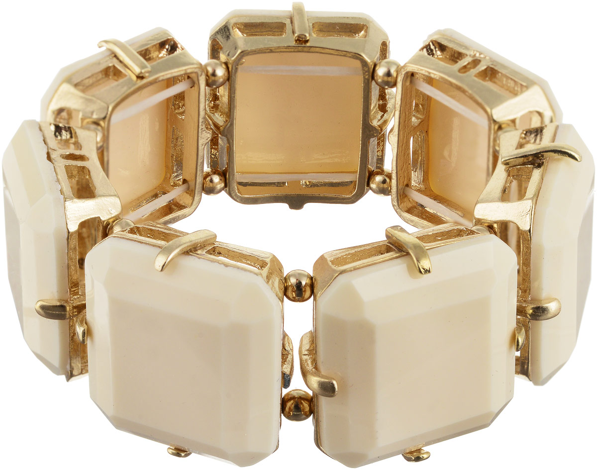 Браслет Taya, цвет: золотистый, бежевый. T-B-6274T-B-6274-BRAC-GL.BEIGE Браслет Taya, цвет: золотистый, бежевый. T-B-6274T-B-6274-BRAC-GL.BEIGEСтильный безразмерный браслет изготовлен из бижутерного сплава и крепится на эластичной резинке. Оформлена модель крупными бежевыми вставками.