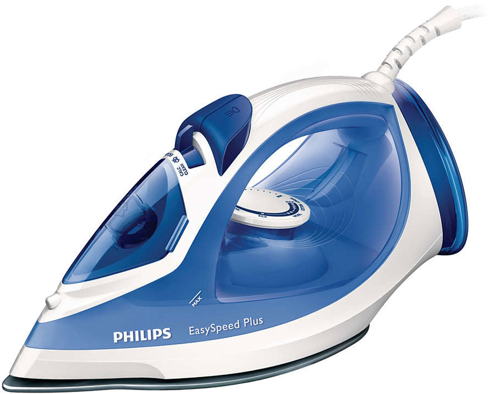 Philips GC2046/20 EasySpeed Plus утюгGC2046/20 Philips GC2046/20 EasySpeed Plus утюгGC2046/20Утюг Philips EasySpeed Plus ускоряет процесс глажения благодаря равномерному нагреву подошвы, постоянной подаче пара и специальному носику Triple Precision. Мощность до 2200 Вт обеспечивает высокую подачу пара. Паровой удар 110 г позволяет легко разгладить даже самые жесткие складки. Постоянная подача пара до 35 г/мин обеспечивает оптимальное количество пара для эффективного разглаживания складок. Керамическая подошва устойчива к царапинам, хорошо скользит и легко очищается. Благодаря функции вертикального отпаривания утюг Philips позволяет разглаживать складки на одежде, висящей на вешалке. Этот паровой утюг можно использовать с водопроводной водой, а слайдер очистки от накипи упрощает удаление накипи из утюга. При использовании водопроводной воды для максимальной эффективности работы парового утюга Philips необходимо проводить очистку от накипи 1 раз в месяц. Прибор автоматически выключается, если оставлен без присмотра. Если прибор...