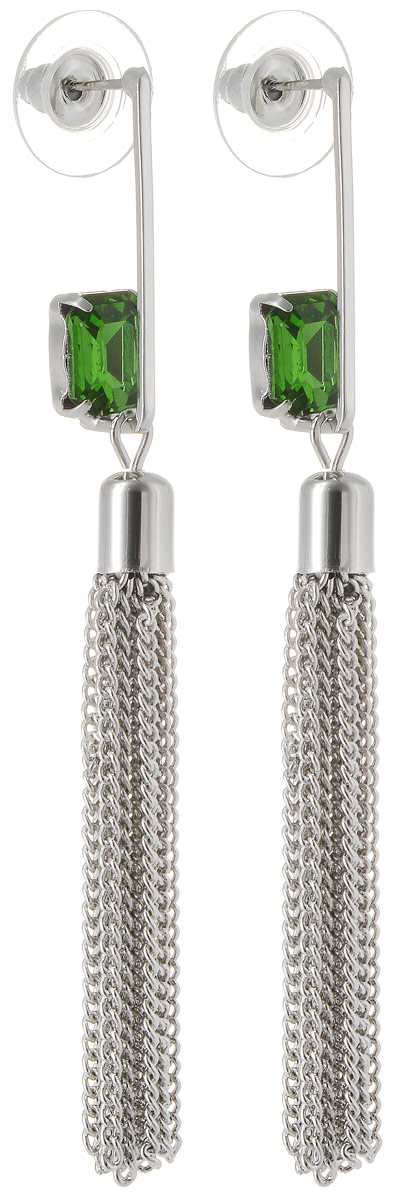 Серьги Taya, цвет: серебристый, светло-зеленый. T-B-12479T-B-12479-EARR-SL.LT.GREEN Серьги Taya, цвет: серебристый, светло-зеленый. T-B-12479T-B-12479-EARR-SL.LT.GREENСерьги-гвоздики дополнены заглушкой из металла-пластика. За серебряной скобой прячется изумительный голубой кристалл. Подвески-цепочки мягко и волнующе струятся.