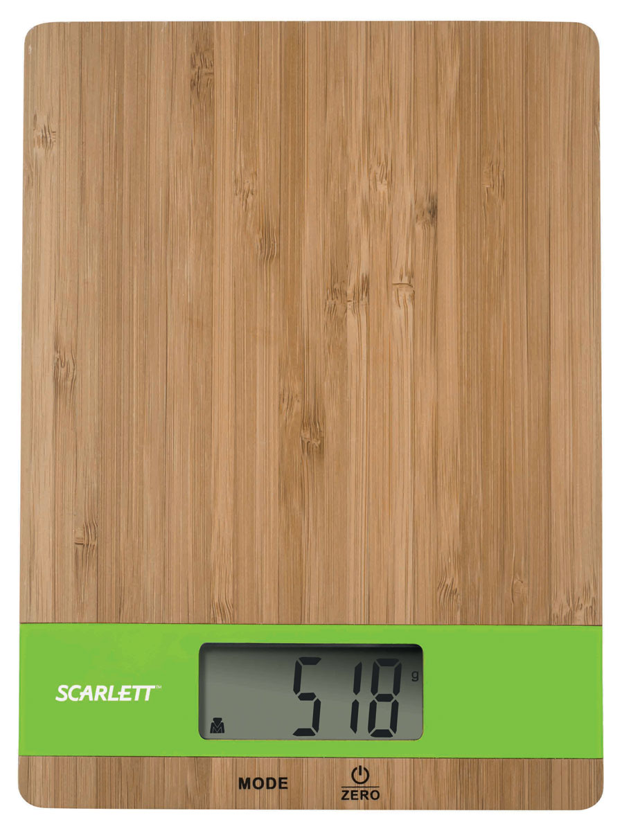 Scarlett SC-KS57P01, Bamboo Green весы кухонныеSC-KS57P01_G Scarlett SC-KS57P01, Bamboo Green весы кухонныеSC-KS57P01_GВесы кухонные, электронные, 5 кг, бамбук, измерение объема жидкости