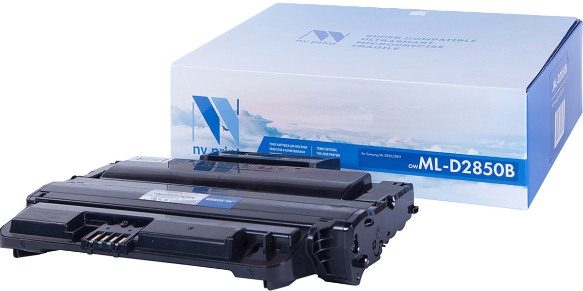 NV Print MLD2850B, Black тонер-картридж для Samsung ML-2850D/2851NDNV-MLD2850B NV Print MLD2850B, Black тонер-картридж для Samsung ML-2850D/2851NDNV-MLD2850BСовместимый лазерный картридж NV Print MLD2850B для печатающих устройств Samsung - это альтернатива приобретению оригинальных расходных материалов. При этом качество печати остается высоким. Картридж обеспечивает повышенную чёткость чёрного текста и плавность переходов оттенков серого цвета и полутонов, позволяет отображать мельчайшие детали изображения. Лазерные принтеры, копировальные аппараты и МФУ являются более выгодными в печати, чем струйные устройства, так как лазерных картриджей хватает на значительно большее количество отпечатков, чем обычных. Для печати в данном случае используются не чернила, а тонер.