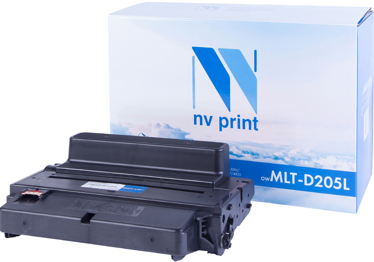 NV Print NV-MLTD205L, Black тонер-картридж для Samsung ML-3310/ML-3710/SCX-4833/SCX-5637NV-MLTD205L NV Print NV-MLTD205L, Black тонер-картридж для Samsung ML-3310/ML-3710/SCX-4833/SCX-5637NV-MLTD205LСовместимый лазерный картридж NV Print NV-MLTD205L для печатающих устройств Samsung - это альтернатива приобретению оригинальных расходных материалов. При этом качество печати остается высоким. Картридж обеспечивает повышенную чёткость чёрного текста и плавность переходов оттенков серого цвета и полутонов, позволяет отображать мельчайшие детали изображения. Лазерные принтеры, копировальные аппараты и МФУ являются более выгодными в печати, чем струйные устройства, так как лазерных картриджей хватает на значительно большее количество отпечатков, чем обычных. Для печати в данном случае используются не чернила, а тонер.
