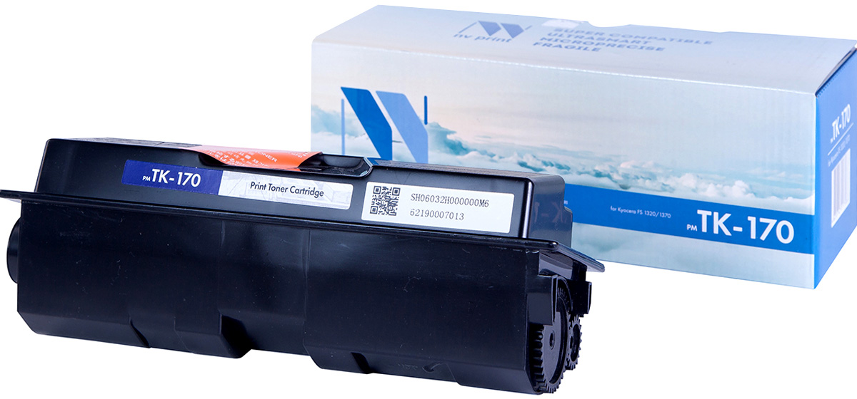 NV Print NV-TK170, Black тонер-картридж для Kyocera FS-1320/1320N/1320DN/1370/1370N/1370DN/P2135d/P2135dnNV-TK170 NV Print NV-TK170, Black тонер-картридж для Kyocera FS-1320/1320N/1320DN/1370/1370N/1370DN/P2135d/P2135dnNV-TK170Совместимый лазерный картридж NV Print NV-TK170 для печатающих устройств Kyocera - это альтернатива приобретению оригинальных расходных материалов. При этом качество печати остается высоким. Картридж обеспечивает повышенную чёткость чёрного текста и плавность переходов оттенков серого цвета и полутонов, позволяет отображать мельчайшие детали изображения. Лазерные принтеры, копировальные аппараты и МФУ являются более выгодными в печати, чем струйные устройства, так как лазерных картриджей хватает на значительно большее количество отпечатков, чем обычных. Для печати в данном случае используются не чернила, а тонер.