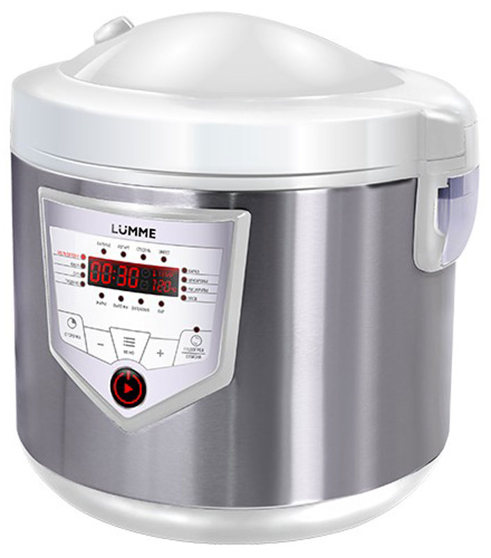 Lumme LU-1446 Chef Pro, White Steel мультиваркаLU-1446 Lumme LU-1446 Chef Pro, White Steel мультиваркаLU-1446Мультиварка LU-1446 Chef Pro - это высокотехнологичная кухонная техника для легкого приготовления всевозможных блюд с сохранением всех питательных свойств продуктов! Программы для мультиварок - это удобно, быстро и очень вкусно! Перейдите на новый уровень владения кулинарным искусством с помощью готовых программ Lumme! 46 программ приготовления (16 автоматических программ и 30 ручных настроек) позволяют приготовить множество новых блюд! Помимо стандартного для большинства мультиварок набора блюд теперь вы можете готовить йогурты, жаркое, студень, заливное, буженину, томить мясо, варить варенье или морс. Для каждой из 16 автоматических программ подобраны оптимальные значения времени и температуры приготовления, загружаемые по умолчанию при запуске программы. Одной из главных особенностей мультиварки Lumme LU-1446 Chef Pro является возможность ручной настройки времени (от 1 минуты до 24 часов с шагом в 1 минуту и 1 час) и температуры...