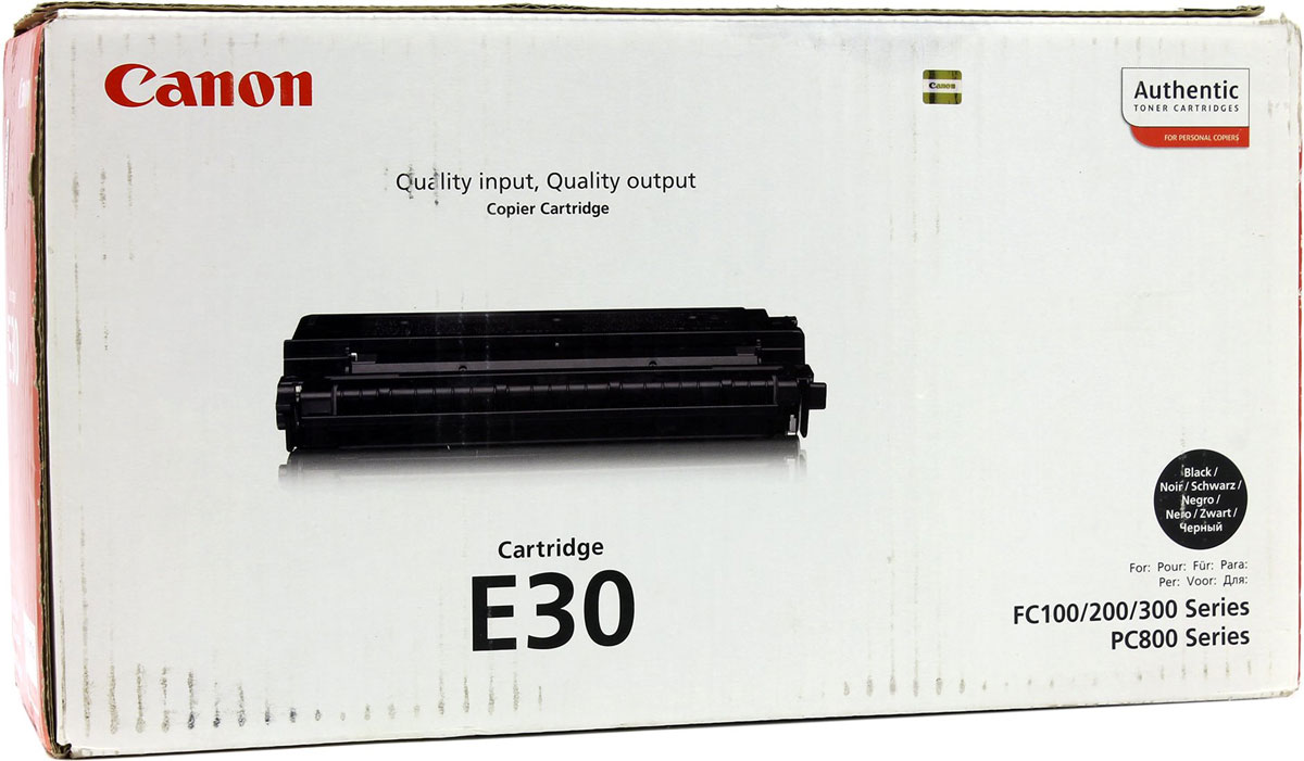 Canon E-30, Black картридж для FC-100/200/300/PC8001491A003 Canon E-30, Black картридж для FC-100/200/300/PC8001491A003Canon E-30 - качественный оригинальный картридж для печатающих устройств Canon. Сочетает в себе высокое качество, компактность и простоту установки, а также большой ресурс печати.