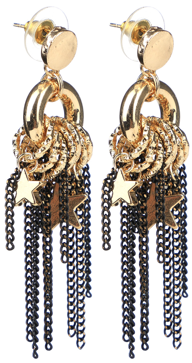 Серьги Taya, цвет: золотистый. T-B-12045-EARR-GOLDT-B-12045-EARR-GOLD Серьги Taya, цвет: золотистый. T-B-12045-EARR-GOLDT-B-12045-EARR-GOLDСерьги-гвоздики с металлической заглушкой изготовлены из бижутерного сплава. Сложное украшение выполнено из цепочек, звездочек, колечек. Свисающие цепи хорошо гармонируют с общей цветовой гаммой.