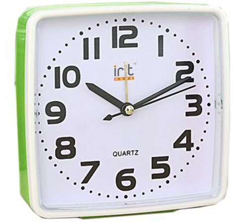 Irit IR-607 электронный будильник79 02664 Irit IR-607 электронный будильник79 02664Часы-будильник Irit IR-607 в ярком дизайне помогут украсить интерьер помещения и сделать его более гармоничным и уютным. Квадратный циферблат с большими арабскими цифрами очень удобен и хорошо виден, а плавный ход стрелки не будет мешать спать по ночам. Часы работают от одной батарейки типа АА (не в комплекте).