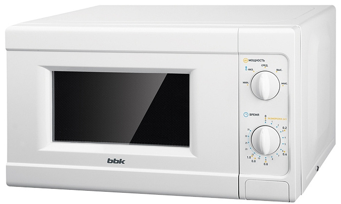 BBK 20MWS-705M/W микроволновая печь20MWS-705M/W BBK 20MWS-705M/W микроволновая печь20MWS-705M/WМикроволновая печь BBK 20MWS-705M/W с механической панелью управления будет для вас незаменимым помощником на кухне. На панель выведены поворотные переключатели, что облегчает использование и управление СВЧ-печью. Данная модель оснащена 5-ю уровнями мощности излучения, что позволит быстро воплотить в жизнь любые кулинарные фантазии. Таймер времени рассчитан на 35 минут. Диаметр поддона: 25,4 см.