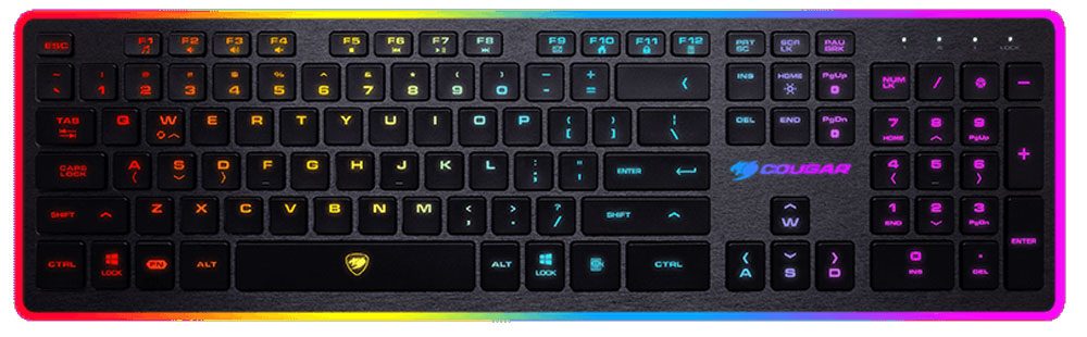 Cougar Vantar игровая клавиатура37VANXNMB.0003 Cougar Vantar игровая клавиатура37VANXNMB.0003Клавиатура Cougar Vantar имеет ультранизкий профиль с коротким ходом клавиш, стильный дизайн, 8 режимов подсветки. Ножничный механизм с высоким профилем клавиш - настоящая находка для тех, кто хочет чтобы переключатели были тихими, как на мембранной клавиатуре, и четкими, с обратной связью и приятными ощущениями, как на механической и с привычным высоким профилем. 19 наиболее часто использующихся клавиш имеют технологию Anti-Ghosting. Все 19 одновременно нажатых клавиш будут гарантированно обработаны компьютером без малейших задержек. Cougar Vantar окрасит в восемь самых ярких цветов игровые моменты. Зональная подсветка клавиш, восемь режимов подсветки, среди которых: дыхание, волна или мерцание, усилят наслаждение от времяпрепровождения в играх. Управляйте медиа-функциями с легкостью комбинаций клавиш FN + F. Управление звуком: громче, тише, выключение звука. Управление режимами подсветки. Блокировка клавиши Windows. ...