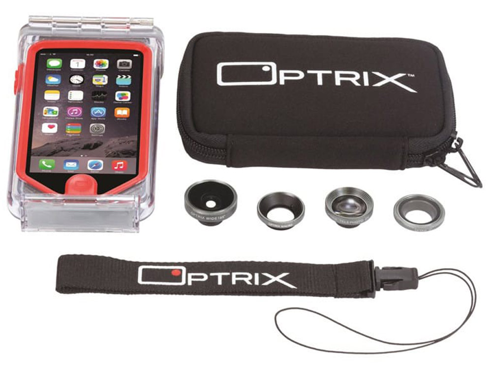 Optrix Photo Pro, Clear Red набор для фотосъемки для iPhone 6/6sFS-94768 Optrix Photo Pro, Clear Red набор для фотосъемки для iPhone 6/6sFS-94768Профессиональный набор, включающий 4 сменных объектива и жесткий чехол для их хранения. Снимайте в любых ситуациях, в любых условиях, не боясь повредить свой iPhone. Чехол Optrix для iPhone отличается точно сконструированной и надежной конструкцией, превращающей ваш iPhone в полноценную экшн-камеру: съемка во время сплава по реке, велопрогулки, катания на лыжах, пляжного отдыха - все это возможно теперь при помощи Вашего iPhone! • 100% водонепроницаемость при погружении на глубину до 10 м (соответствует стандарту IP68) • Ударопрочность: выдерживает падение с высоты до 6,1 м (соответствует стандарту MIL-STD-810G) • Сверхпрочный корпус, сохраняющий весь функционал смартфона • Специальная защитная мембрана сохраняет все свойства сенсорного экрана устройства • Подходит к широкому ассортименту креплений • 4 сменных объектива (алюминий/стекло)
