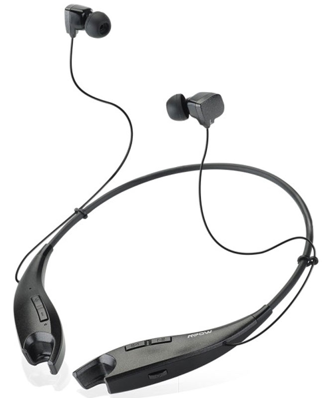 Mpow Jaws, Black беспроводные наушникиMBH25 Mpow Jaws, Black беспроводные наушникиMBH25Беспроводные наушники-вкладыши с шейным ободом Mpow Jaws прекрасно подходят для пользователей, ценящих качество и активный стиль. С этими наушниками прослушивание любимой музыки станет еще приятнее, а звучание поразит своей чистотой и качеством. Наушники автоматически переключаются с воспроизведения музыки на прием телефонных звонков. Разговаривайте с друзьями не доставая телефон во время работы, на улице или в транспорте. Гибкий и прочный силиконовый шейный обод наушников весит всего 30 грамм, он на 60% легче ободов обычных головных наушников. Обод удобно сидит на шее, на нем расположены эргономичные кнопки для управления музыкой и регулировки громкости звука. Когда вы не используете наушники-вкладыши, то вставляете их в специальные отверстия на концах обода: встроенные магниты притягивают друг к другу концы обода и он превращается в ожерелье на вашей шее. Технология Bluetooth 4.1 обеспечивает беспрерывную передачу четкого высококачественного...