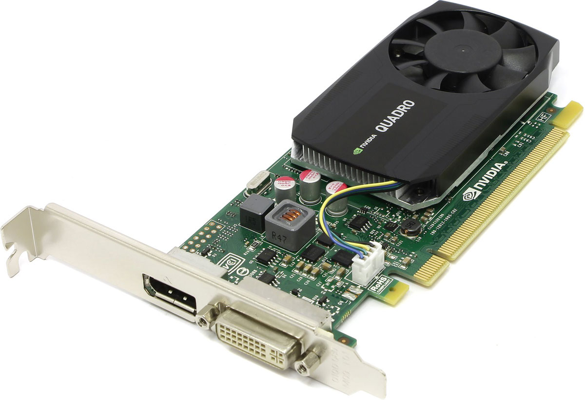 PNY NVIDIA Quadro K620 2GB видеокартаVCQK620-PB PNY NVIDIA Quadro K620 2GB видеокартаVCQK620-PBВидеокарта PNY NVIDIA Quadro K620 обеспечит отличную производительность в ведущих профессиональных приложениях. Объем встроенной памяти в 2 ГБ и низкопрофильный форм-фактор подойдет для максимальной гибкости использования. Спроектированные и созданные специально для профессиональных рабочих станций, графические процессоры NVIDIA Quadro обеспечивают мощностью более 200 профессиональных приложений в широком спектре отраслей, включая производство, масс-медиа и развлечения, науки и энергетику. Профессионалы доверяют решениям Quadro для обеспечения лучшего рабочего процесса в таких приложениях, как Adobe CS6, Avid Media Composer, Autodesk Inventor, Dassault Systemes CATIA и SolidWorks, Siemens NX, PTC Creo и многих других. PNY Technologies поставляет профессиональные графические карты со всеми необходимыми принадлежностями, включая соответствующие адаптеры, кабели, кронштейны, установочный диск и документацию для обеспечения быстрой и успешной установки.