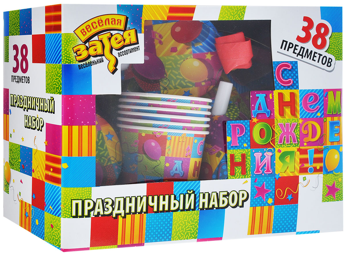 Веселая затея Набор карнавальных аксессуаров "С Днем Рождения. Мозаика", 38 предметов Веселая затея Набор карнавальных аксессуаров "С Днем Рождения. Мозаика", 38 предметов