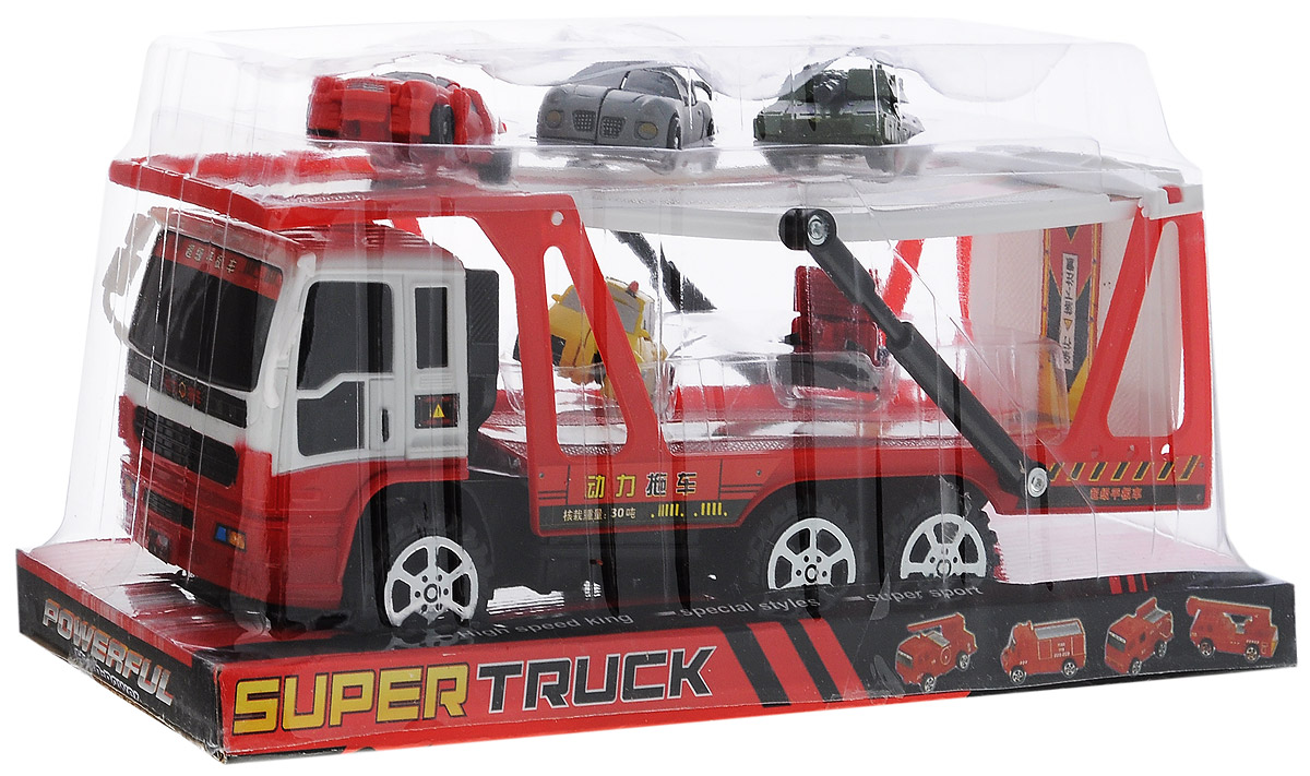 Junfa Toys Игровой набор Автовоз и 5 машинок-трансформеров цвет автовоза красный Junfa Toys Игровой набор Автовоз и 5 машинок-трансформеров цвет автовоза красный