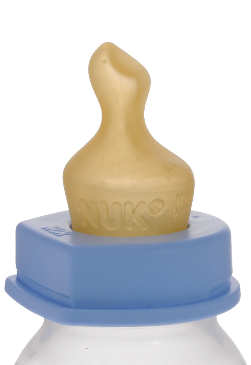 NUK Бутылочка для кормления с латексной соской от 0 до 6 месяцев 240 мл цвет голубой синий