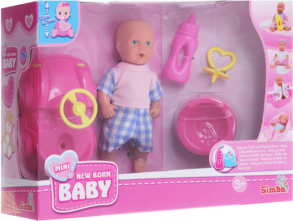 Simba Игровой набор Новорожденный с машинкой цвет одежды розовый голубой
