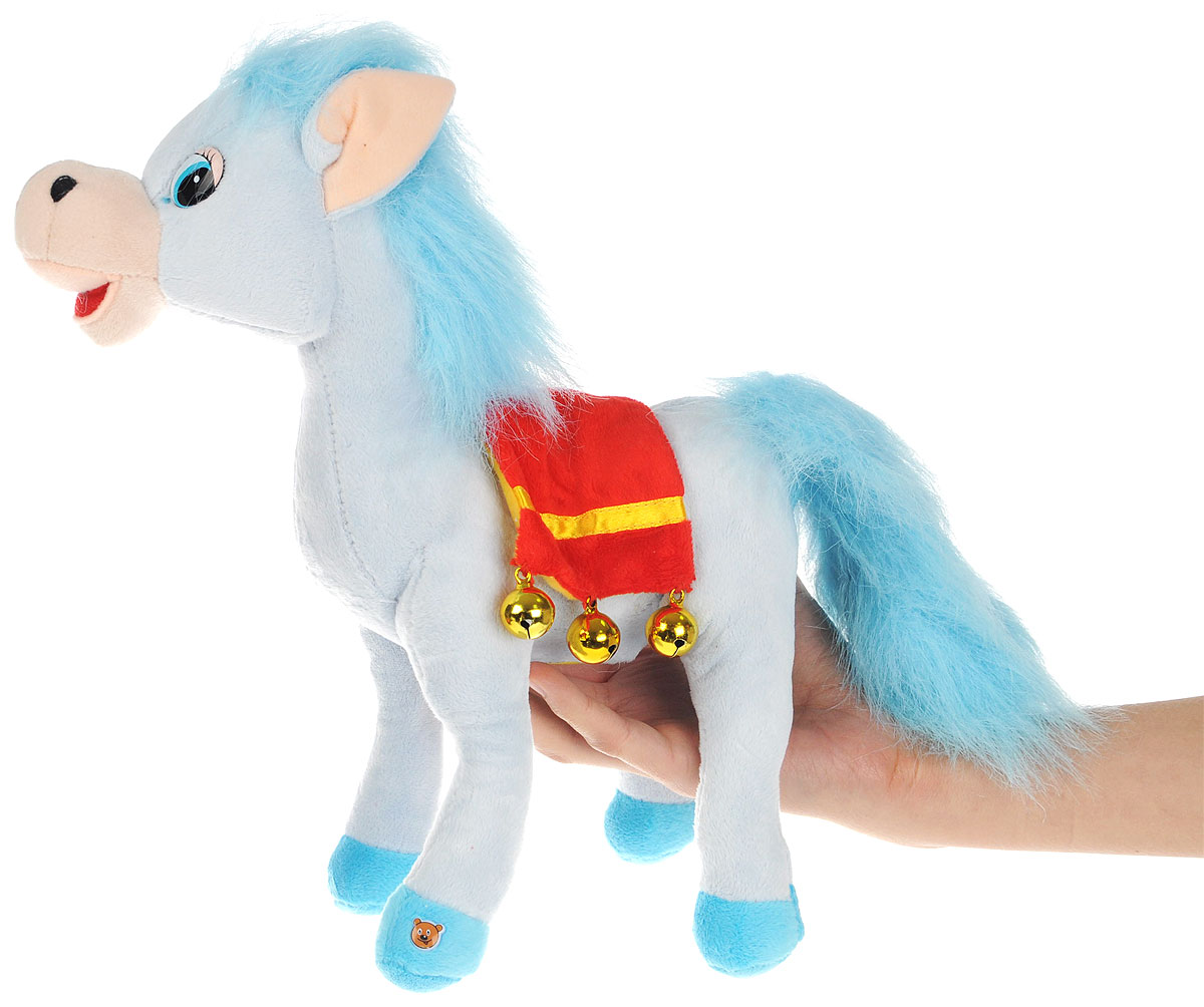 Мульти-Пульти Мягкая озвученная игрушка Лошадка цвет голубой 30 см